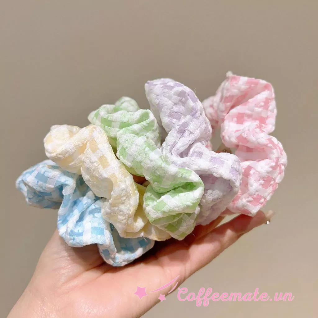 Dây buộc tóc kẻ màu Pastel chun buộc tóc tone màu sáng trẻ trung cho nàng