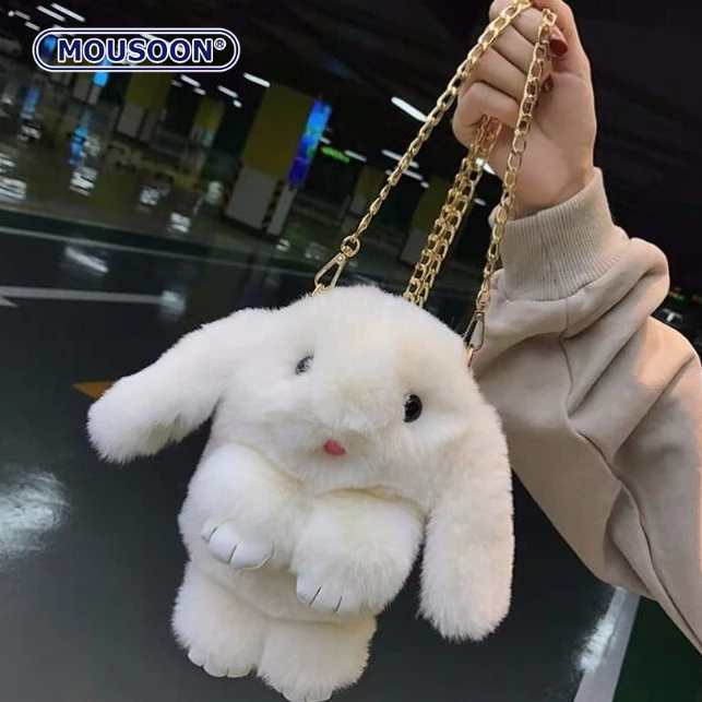 MOUSOON Túi đeo chéo thỏ cotton nguyên chất phong cách Hàn Quốc thời trang dành cho nữ
