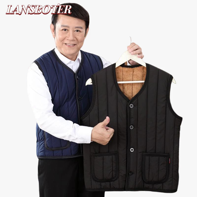 Áo vest Nhung Dày Ấm Áp Màu Trơn Có Túi Thời Trang Thu Đông Cho Nam