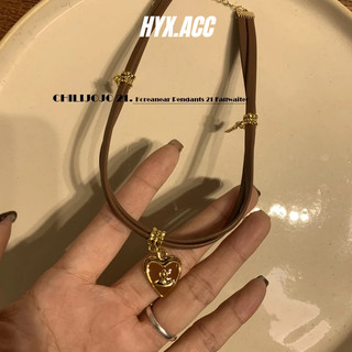 Vòng cổ Choker nữ màu nâu hình trái tim Vòng cổ Choker Vòng cổ cá nhân mát mẻ