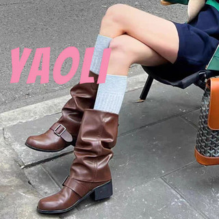 YAOLI Giày Boot Cao Gót Thiết Kế Mới Thời Trang Theo Phong Cách Mỹ