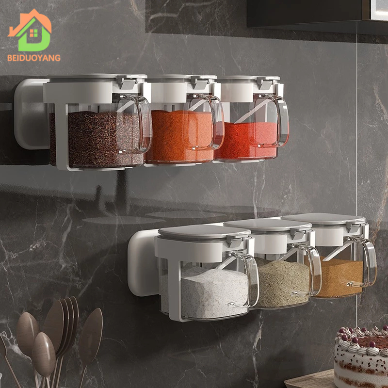 Hũ đựng gia vị BEIDUOYANG gắn tường không đục lỗ cho nhà bếp gia đình