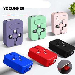 YOCUNKER Dây Cáp Sạc Nhanh usb 3 Trong 1 mini Hình Vuông Cho micro type c ios Giá Đỡ