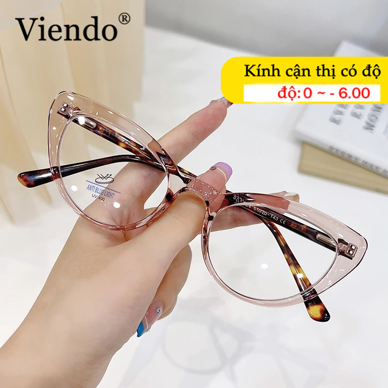 Kính Cận Có Độ Nữ VIENDO Kính Mát Mắt Mèo Chống Tia UV Ánh Sáng Xanh Kính Đổi Màu Khi Ra Nắng Thời Trang