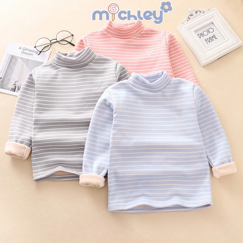 Micley Áo sweater Lót Lông Cừu Dày Dặn Cổ Cao Vừa Thời Trang Mùa Đông Hàn Quốc Cho Bé