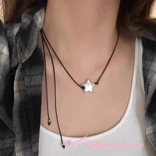 Dây đen ngôi sao choker vòng cổ nữ màu đen
