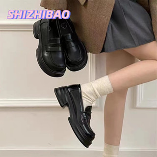 Shizhibao Giày Lười Da Đế Dày Phong Cách Nhật Bản Ngọt Ngào Thời Trang Xuân Thu Cho Nữ Sinh jk