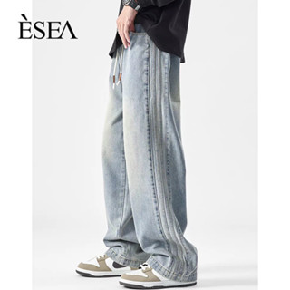 Esea Quần Jean Dài Dáng Rộng Lót Nhung Ấm Áp Phong Cách retro Mỹ Thời Trang Thu Đông Dành Cho Nam Nữ