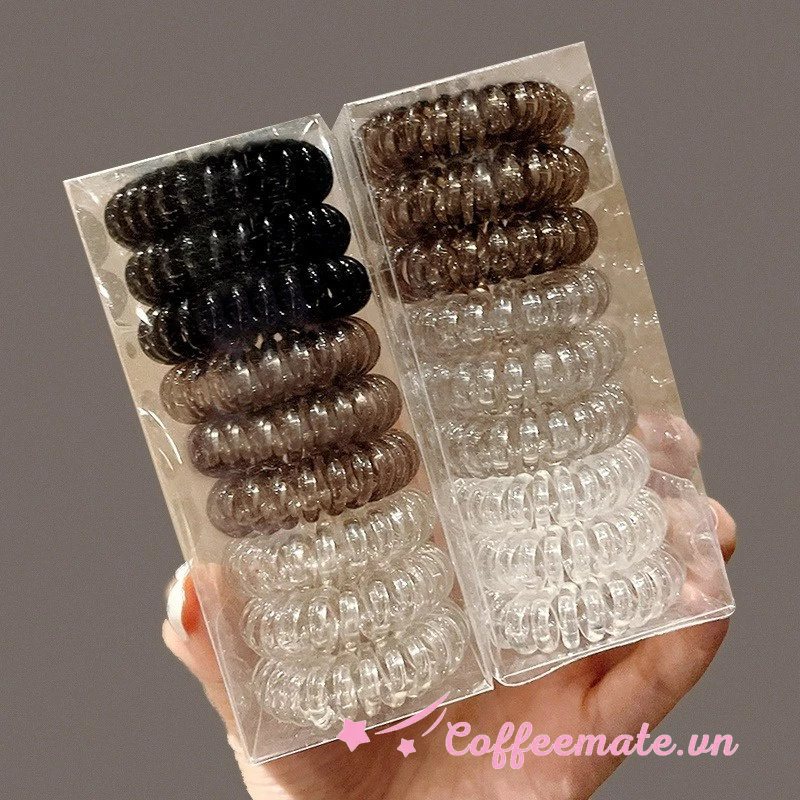 【CF】Set 9 Dây Buộc Tóc Cao Su Hình Xoắn Ốc phong cách Hàn Quốc Cho Nữ