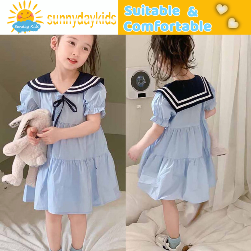 Cô gái mùa hè hải quân ve áo công chúa đầm cô gái trường phong cách đầm