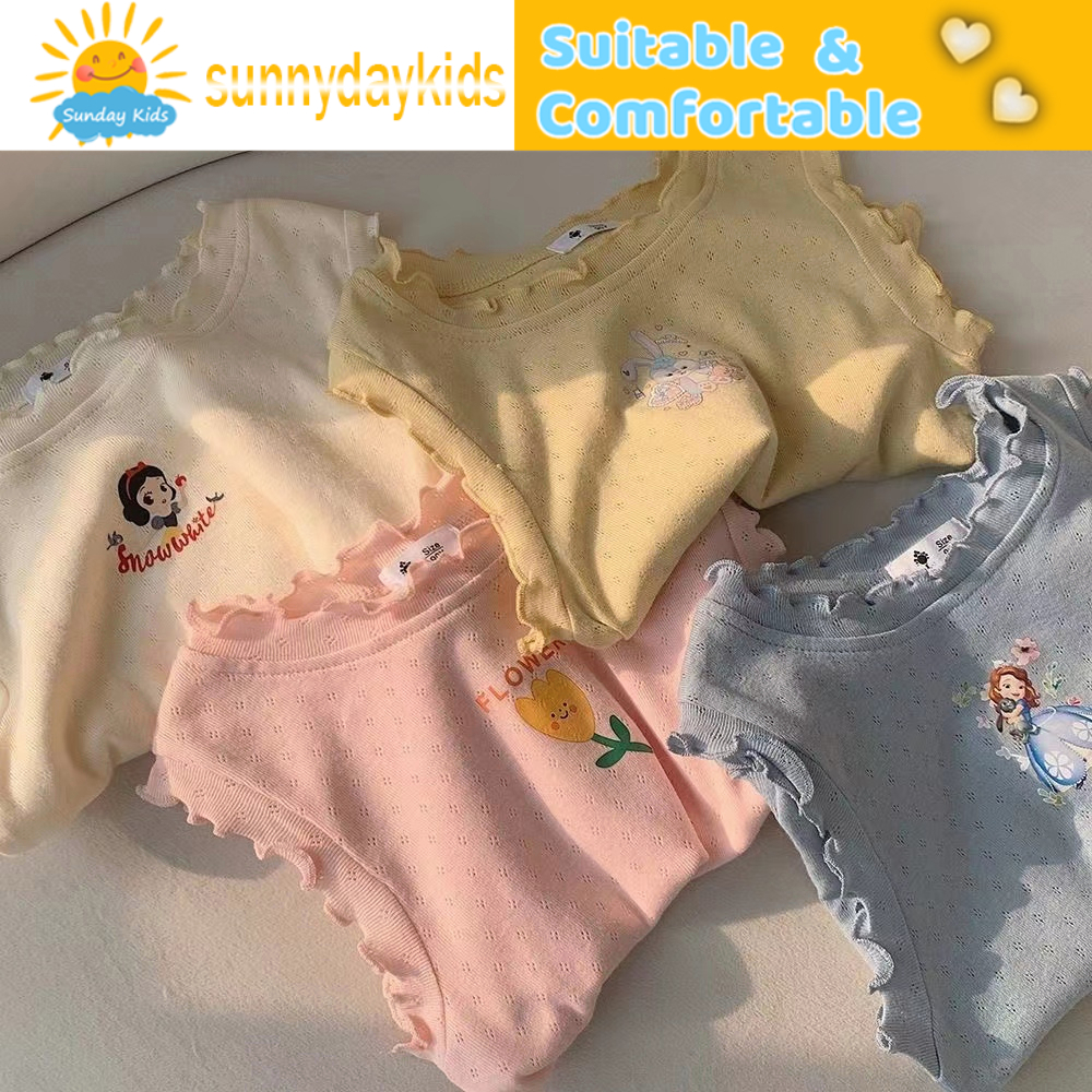Cô gái vest ren tay áo T-shirt bông thoáng khí bé phim hoạt hình khai thác hàng đầu