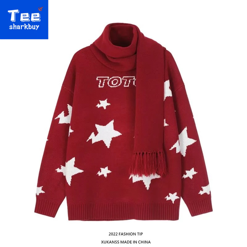 Áo sweater Cổ Tròn Dáng Rộng Thời Trang Năm Mới Xinh Xắn Dành Cho Nam