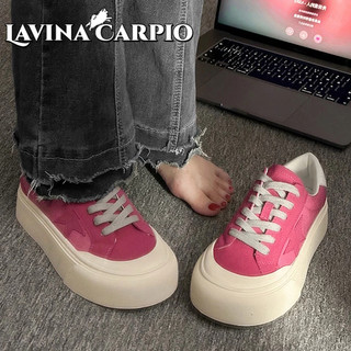 Lavina Carpio Giày Thể Thao Đế Dày Tăng Chiều Cao Màu Hồng Ngôi Sao Phong Cách retro Đơn Giản Dễ Phối Đồ Cho Nữ