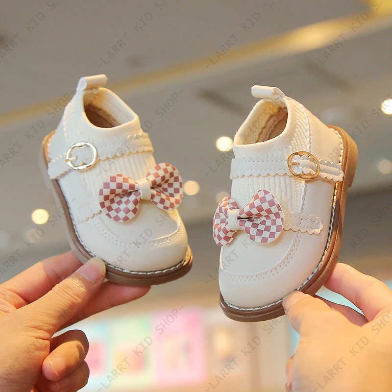 Giày hình hoạt hình cho trẻ em Size16-25 🌸 giày bọc đầu dành cho bé gái Giày công chúa có nơ đỏ đế mềm