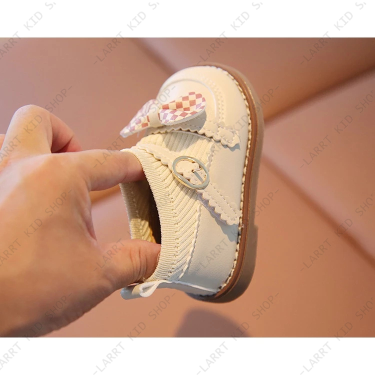 Giày hình hoạt hình cho trẻ em Size16-25 🌸 giày bọc đầu dành cho bé gái Giày công chúa có nơ đỏ đế mềm