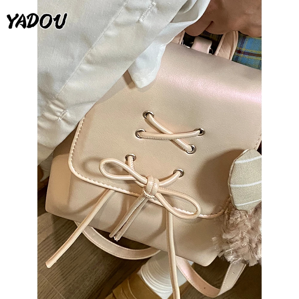 YADOU Ba Lô Da pu Đính Nơ Phong Cách yadou ballet Hàng Mới Chính Hãng