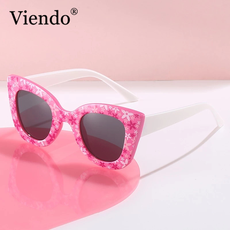 Kính mát VIENDO hình mắt mèo chống tia uv400 thời trang cho bé trai bé gái từ 1-10 tuổi