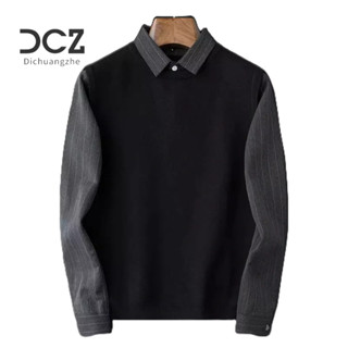  DICHUANGZHE Áo Sơ Mi Nam Dài Tay Cổ Bẻ Giả Hai Lớp Thời Trang 