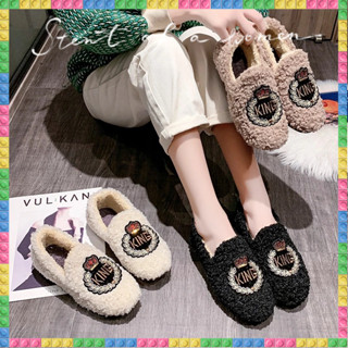 Giày Lười Bằng cotton Lót Lông Cừu Thời Trang Thu Đông Dành Cho Nữ