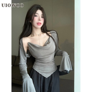 Set Áo Lửng Tay Dài Và Áo Khoác Ngoài Không Tay Phong Cách Quyến Rũ Dành Cho Nữ