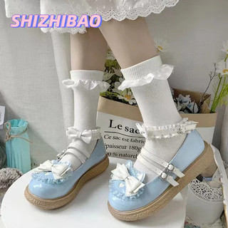 Giày Búp Bê Da Mũi Tròn Phong Cách lolita Nhật Bản