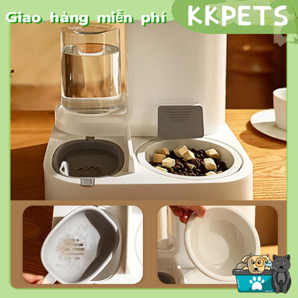 Bộ Bát Nước Và Thức Ăn Tự Động Công Suất Lớn Cho Thú Cưng - Khay đựng đồ ăn, nước uống tự động cho mèo KKPETS