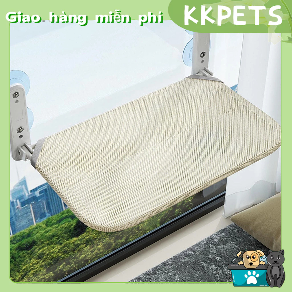 Võng nằm treo cửa sổ cho mèo võng tắm nắng cho mèo gắn kính không dây Thoáng Khí Có Thể Gập Lại Cho Ngói Kính KKPETS