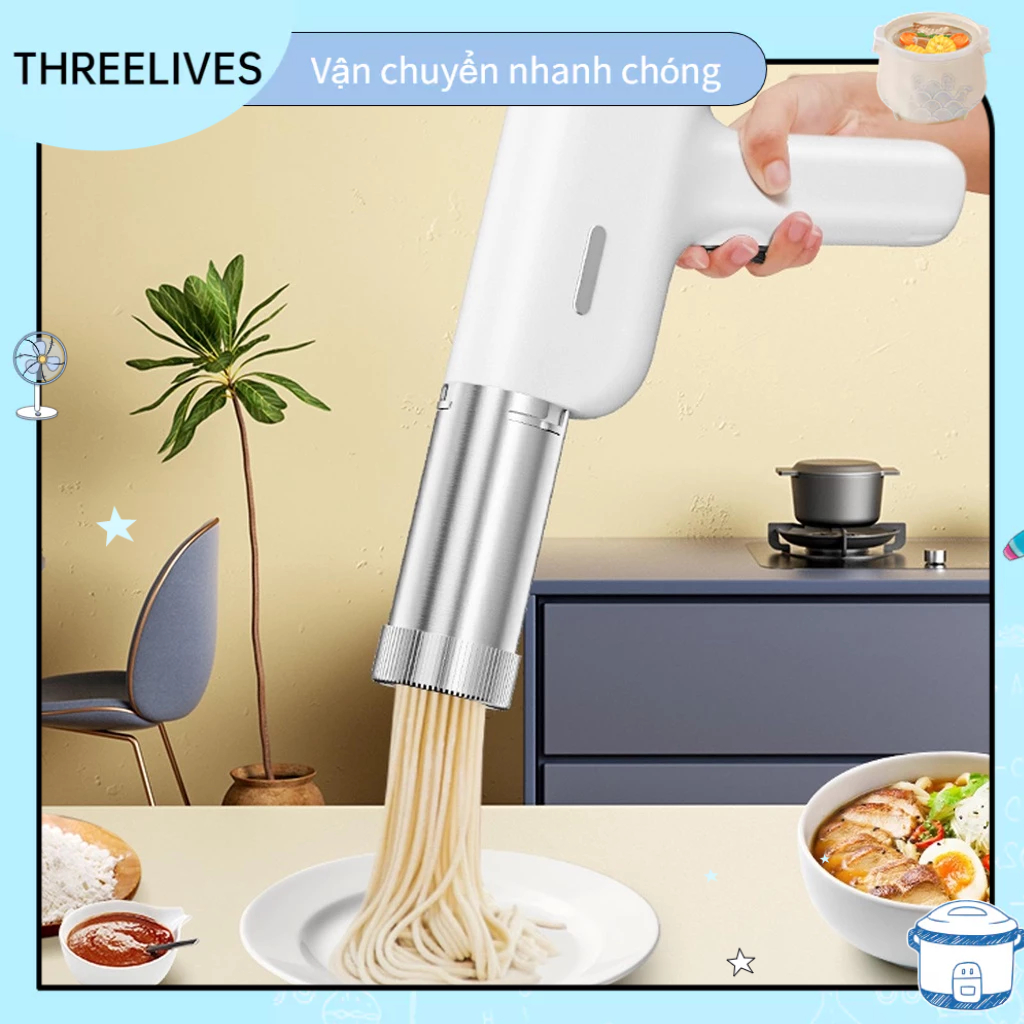 [Hàng Sẵn] Máy làm bún phở tại nhà Máy làm mì cầm tay ống điện nhỏ có thể sạc lại tự động cho gia đình THREELIVES