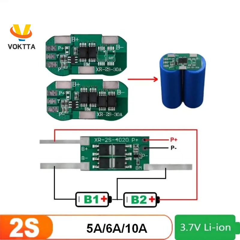 Bảng Mạch Bảo Vệ Sạc Pin lithium voktta bms 2s 18650 7.4v 2s 5a 6a 10a