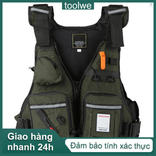 Áo Phao Câu Cá Nhiều Túi Kèm Giá Đỡ Bình Nước Chuyên Dụng