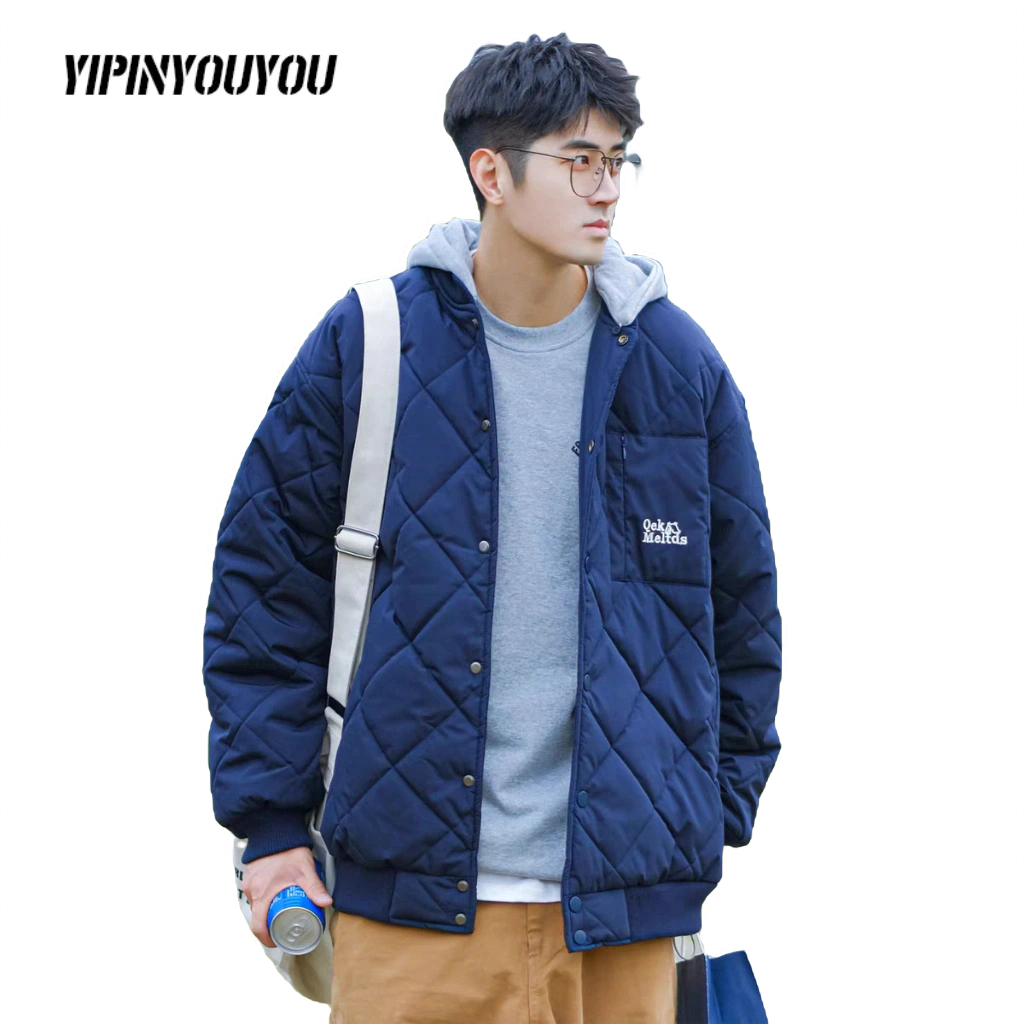 YIPINYOUYOU Áo Khoác cotton Có Nón Hình Thoi Chất Lượng Cao Thời Trang Mùa Đông Cho Thanh Thiếu Niên