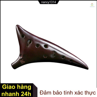 Kèn ocarina alto c 12 lỗ bằng gốm sứ có dây đeo bảo vệ cho người yêu âm nhạc