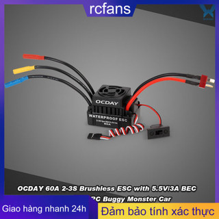 Bộ Điều Khiển Tốc Độ Động Cơ Không Chổi Than Ocday 60a 2-3s Esc Với 5.8v / 3a Bec Cho Xe Rc 1 / 10 Rc