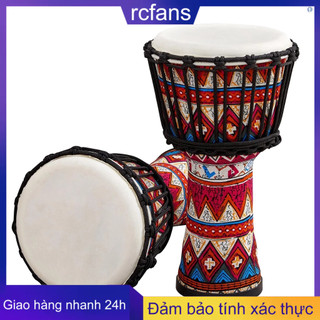 Trống djembe châu phi 8 inch cầm tay họa tiết nghệ thuật nhiều màu sắc