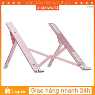 Giá đỡ laptop/máy tính bảng 6 cấp độ bằng hợp kim nhôm màu vàng hồng có thể điều chỉnh
