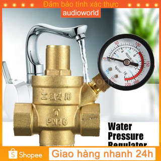 Van điều chỉnh giảm áp lực dòng nước DN15 1/2 ” bằng đồng thau có đồ hồ đo 85 * 63mm