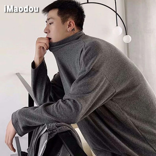 iMaodou Áo Thun Tay Dài Cổ Cao Lót Lông Cừu Màu Trơn Thời Trang Thu Đông Cho Nam