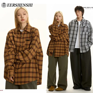 Eershenshi Áo Sơ Mi Khoác Ngoài Họa Tiết Kẻ Sọc Phong Cách Cổ Điển Thời Trang Cho Nam Và Nữ