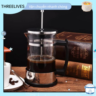 Bình pha cà phê kiểu pháp ​french press ấm pha cà phê trà ​thủy tinh bình pha trà ​french press threelives