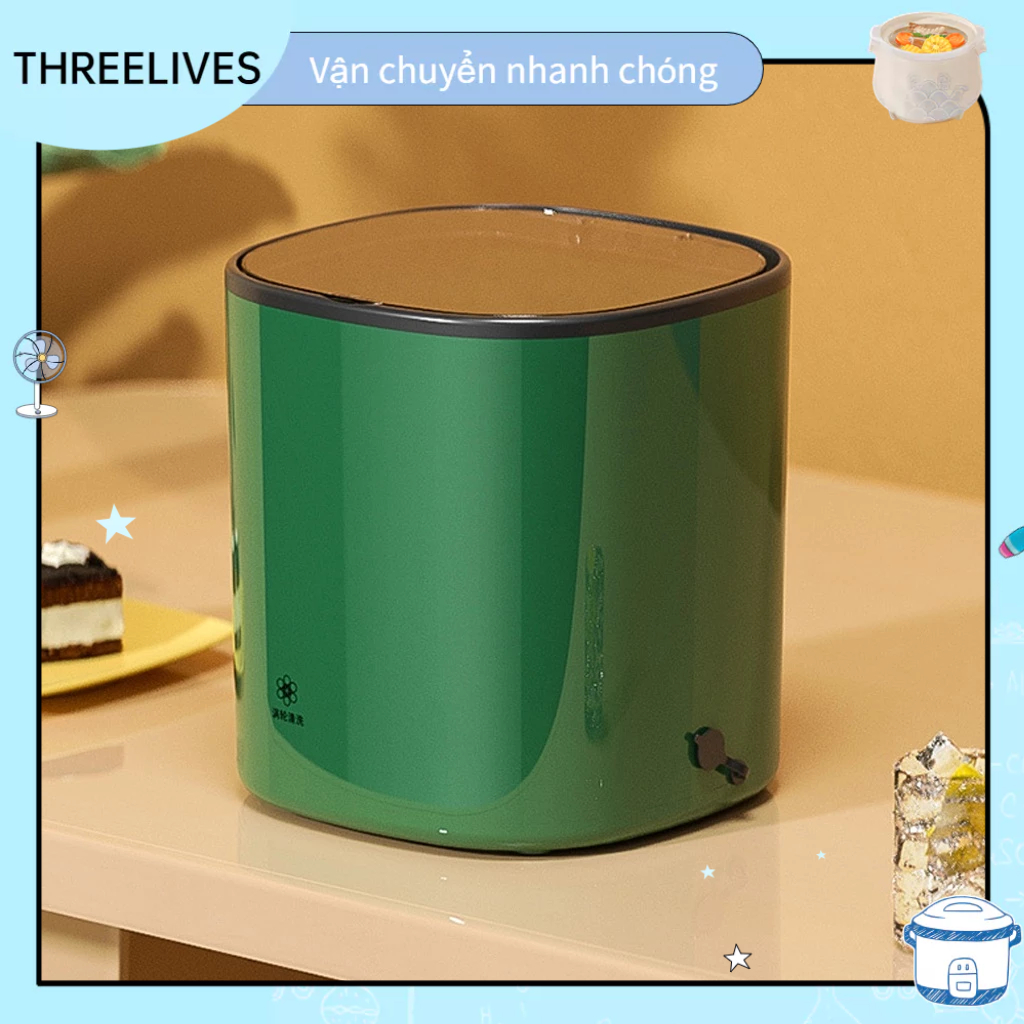 Máy Giặt Mini Di Động  4.5L  Đèn Turbo Bồn Có Rổ Thoát Nước Cho Áo Quần Lót Tất THREELIVES