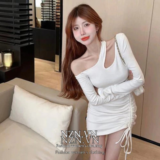 NZN Váy lệch vai nữ thời trang Hàn Quốc Váy ôm eo mùa xuân váy hông mỏng