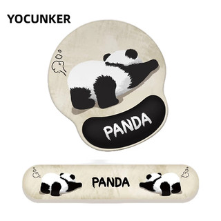YOCUNKER Bộ Miếng Lót Chuột + Đệm Hỗ Trợ Cổ Tay Hình Gấu Trúc Hoạt Hình Dễ Thương