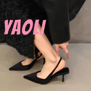 YAOLI ZA Giày Cao Gót Mũi Nhọn Hở Ngón Thiết Kế Đơn Giản Thời Trang Cao Cấp