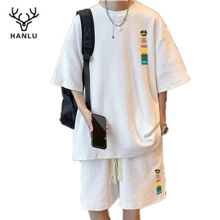 Set Áo Thun Ngắn Tay + Quần short Họa Tiết Hoạt Hình Phong Cách retro Cho Nam