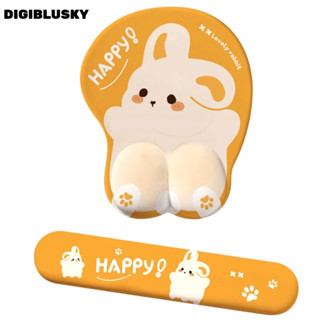 DIGIBLUSKY Bộ Miếng Lót Chuột + Đệm Cổ Tay + Bàn Phím Hình Thỏ Dễ Thương