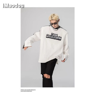 iMaodou Áo Thun Tay Dài Dáng Rộng Màu Sắc Tương Phản Phong Cách Đường Phố Mỹ Cá Tính Cho Nam