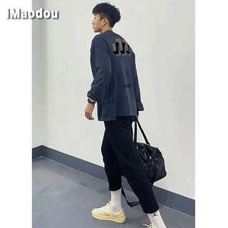 iMaodou Áo Thun Cotton Tay Dài Dáng Rộng In Chữ Thiết Kế Sáng Tạo Phong Cách Đường Phố Mỹ Thời Trang Mùa Thu Cho Nam Và Nữ