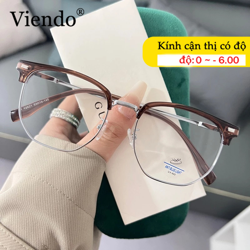 Kính Giả Cận Nam Nữ VIENDO Gọng Kính Vuông Chống Ánh Sáng Xanh Tia UV Đổi Màu Khi Ra Nắng Thời Trang - 1.0/- 2.0/- 3.0/- 4.0/- 5.0/-6.0