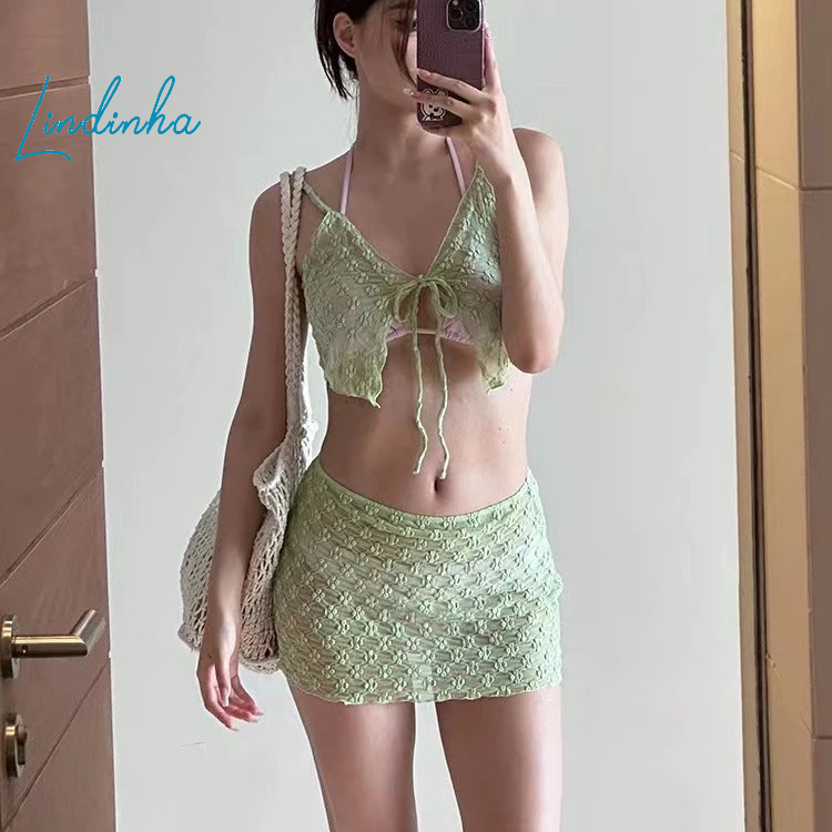 [Sẵn sàng] Áo tắm bốn mảnh, áo sơ mi bikini, áo sơ mi, thời trang nữ thoáng khí ren phong cách ins gợi cảm đi biển | BigBuy360 - bigbuy360.vn