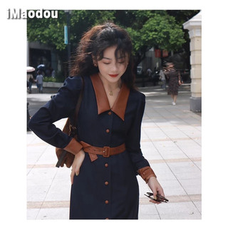 IMAODOU Đầm Dáng Dài Tay Dài Chiết Eo Phong Cách Cao Bồi Thời Trang Xuân Thu Dành Cho Nữ Có size Lớn